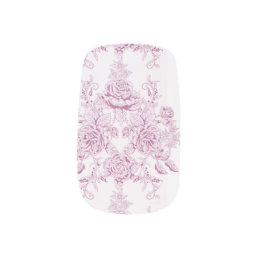 French chic,pink,toile,floral,pattern,victorian,Fl Minx Nail Art