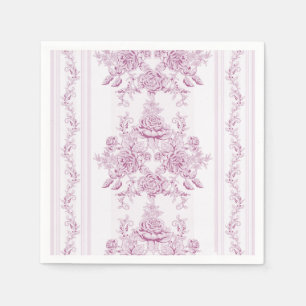 French chic,pink,toile,floral,pattern,victorian,Fl Napkins