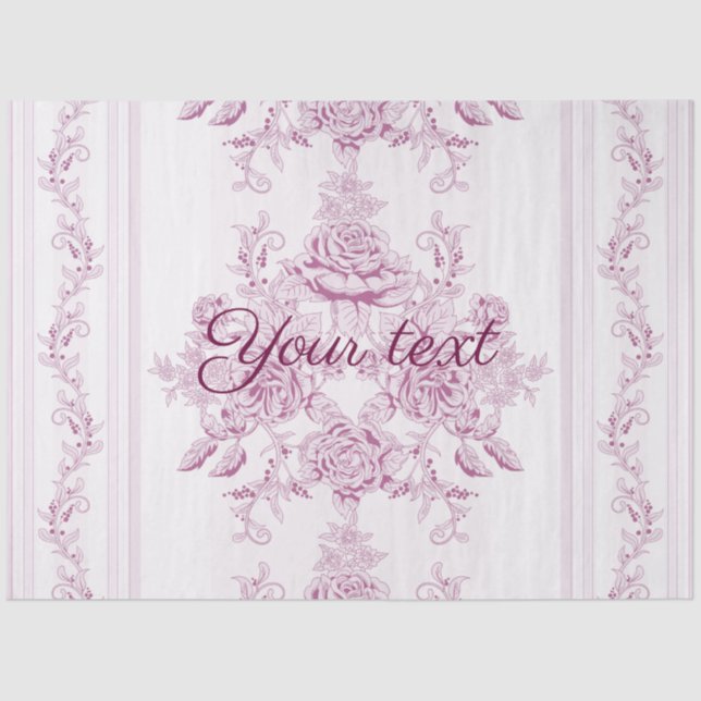 French chic,pink,toile,floral,pattern,victorian,Fl Tissue Paper (Front)