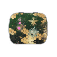 French chic, victorian,bee,floral,gold foil, belle candy tin