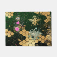 French chic, victorian,bee,floral,gold foil, belle doormat
