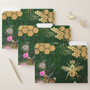French chic, victorian,bee,floral,gold foil, belle file folder