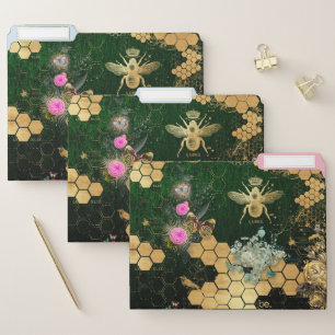 French chic, victorian,bee,floral,gold foil, belle file folder