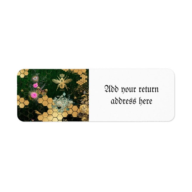French chic, victorian,bee,floral,gold foil, belle label (Front)