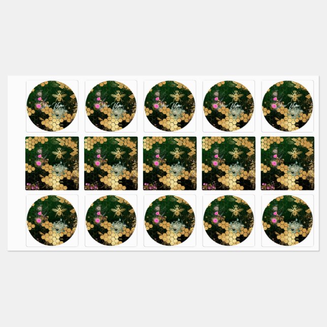 French chic, victorian,bee,floral,gold foil, belle labels (Sheet)