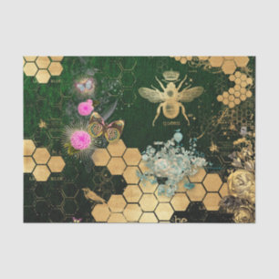 French chic, victorian,bee,floral,gold foil, belle tissue paper