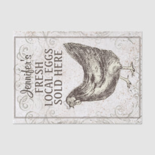 French Chicken HEN Grunge Vintage Ivory Decoupage Tissue Paper