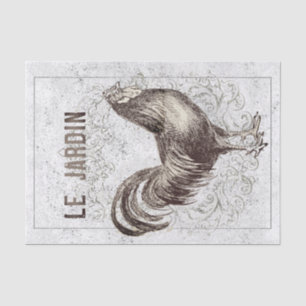 French Chicken Rooster Grunge Vintage Decoupage Tissue Paper