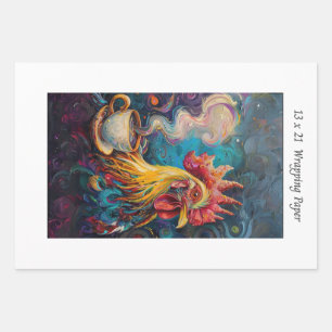French Chickens Tea Time Decoupage  Wrapping Paper Sheets