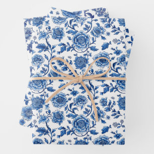 french Chinoiserie Floral Wrapping Paper Sheets