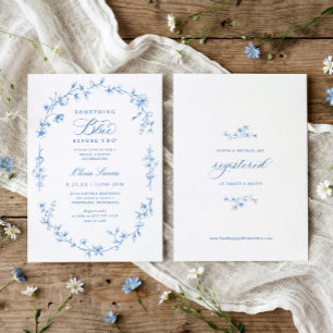 French Chinoiserie Something Blue Bridal Shower Invitation