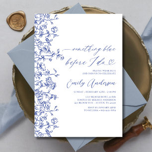 French Chinoiserie Something Blue Bridal Shower Invitation