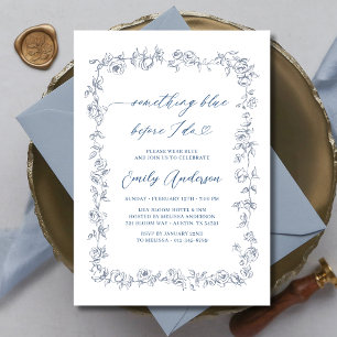 French Chinoiserie Something Blue Bridal Shower Invitation