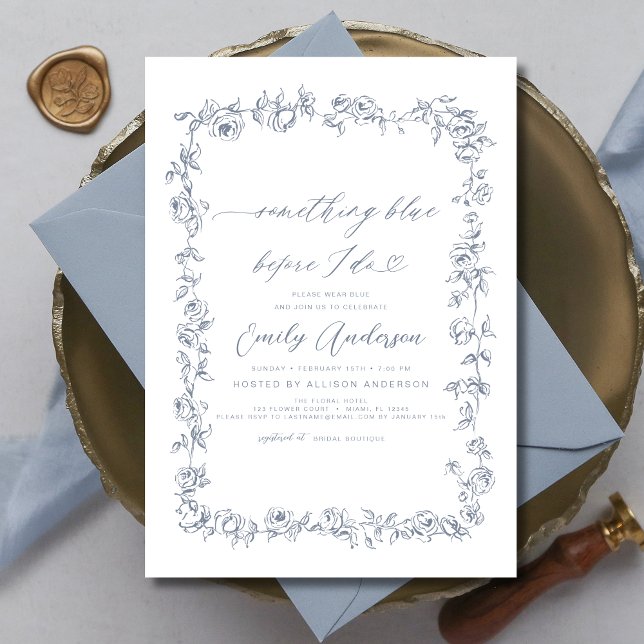 French Chinoiserie Something Blue Bridal Shower Invitation (Creator Uploaded)