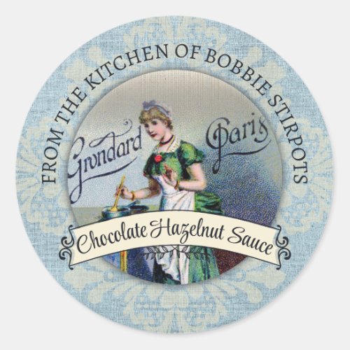 French chocolate baker confections personalized classic round sticker