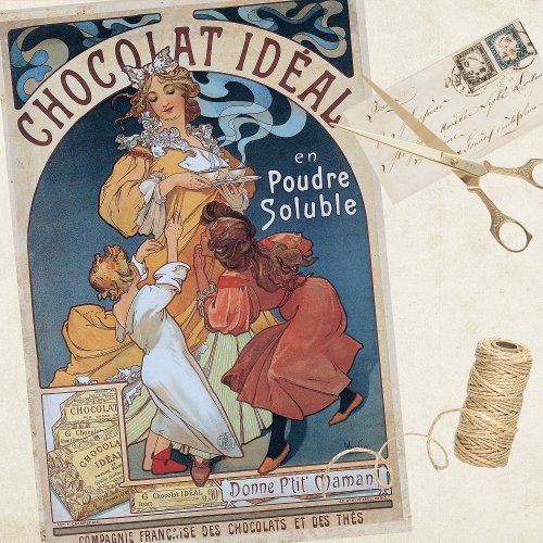 FRENCH CHOCOLATE IDEAL ART NOUVEAU AD TISSUE PAPER