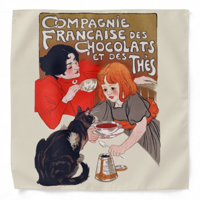 French Chocolate Party Steinlen Art Bandana (Front)