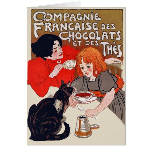 French Chocolate Party Steinlen Art Cards (Front)