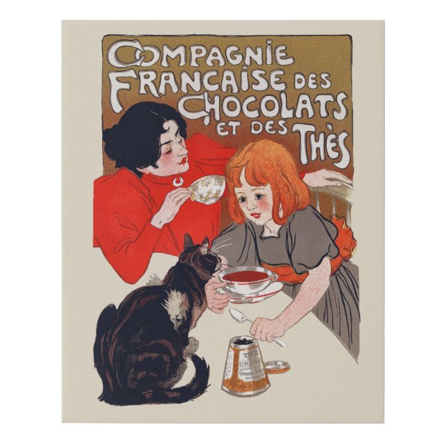 French Chocolate Party Steinlen Art Faux Canvas Print (Front)