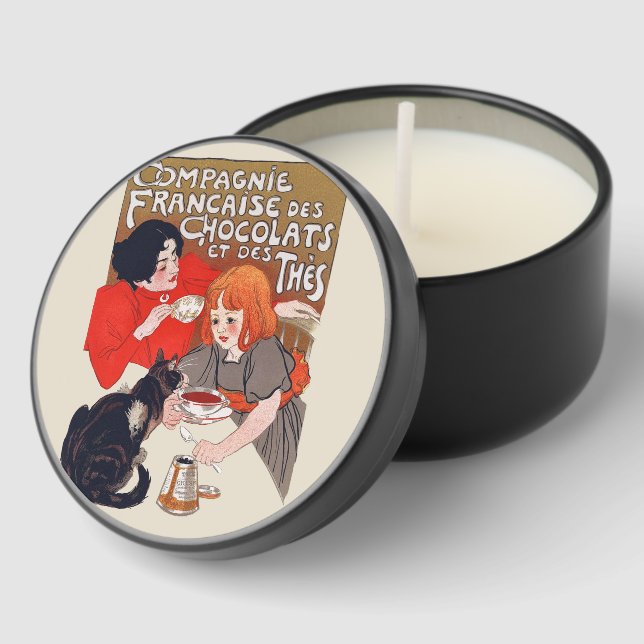 French Chocolate Party Steinlen Art Mini Candle Favors (Corner)