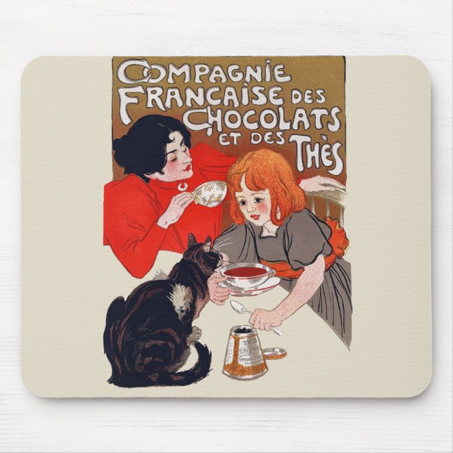 French Chocolate Party Steinlen Art Mouse Pad (Front)