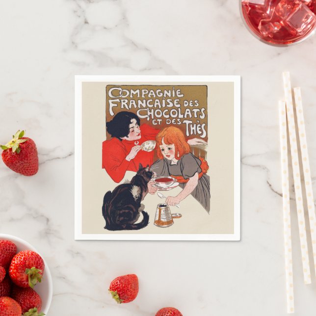 French Chocolate Party Steinlen Art Napkins (Insitu)