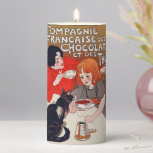 French Chocolate Party Steinlen Art Pillar Candle
