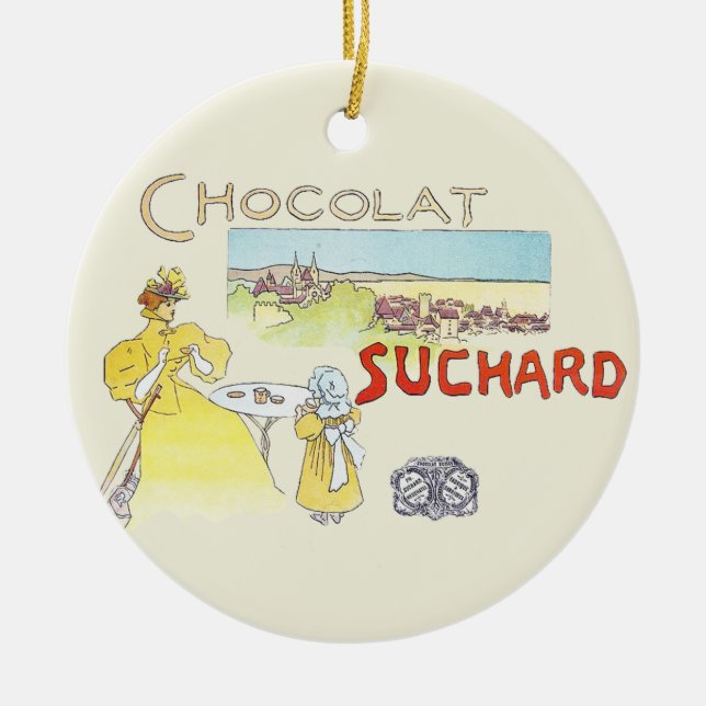 French Chocolate Victorian Candy Sugar Ceramic Ornament (Front)