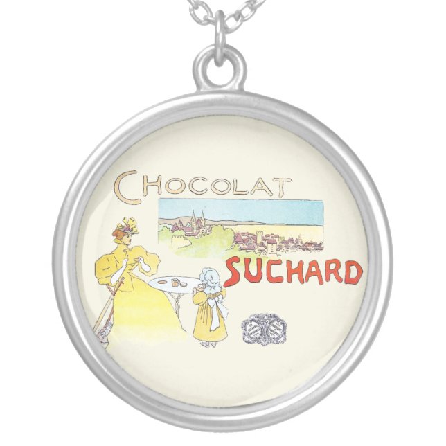 French Chocolate Victorian Candy Sugar Silver Plated Necklace (Front)