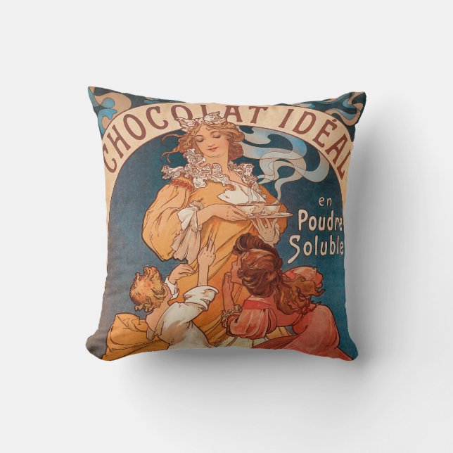 French Chocolate Vintage Advertisement Throw Pillow (Front)
