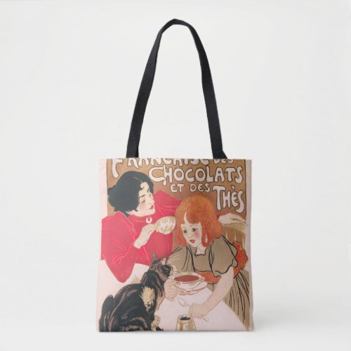 French Chocolates and Teas Vintage Steinlen Poster Tote Bag