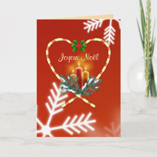 French Christmas - candy cane, candles, pine, cone Holiday Card