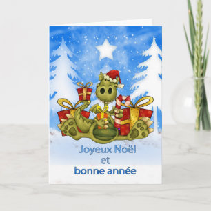 French Christmas Card - Cute Dragon - Joyeux Noël