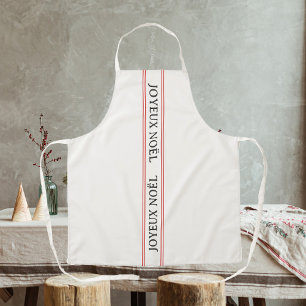French Christmas Joyeux Noël  Red Striped Apron