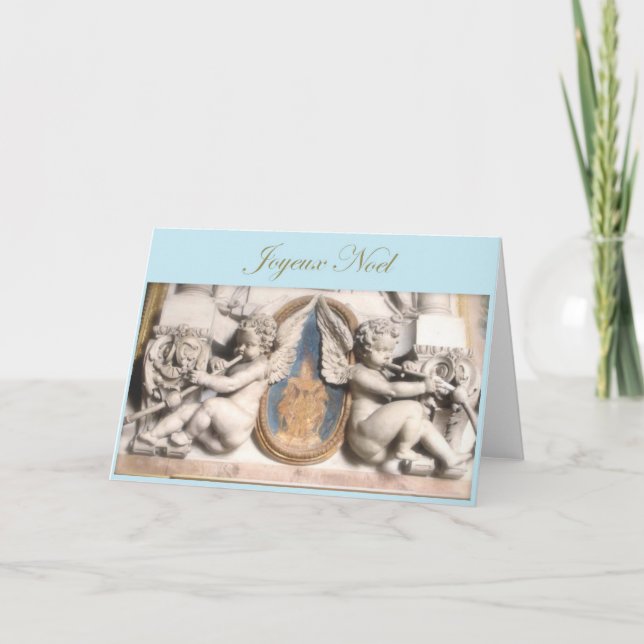 French Christmas Joyeux Noel with cherubs Holiday Card (Front)