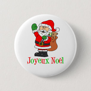 French Christmas Santa Joyeux Noel Button