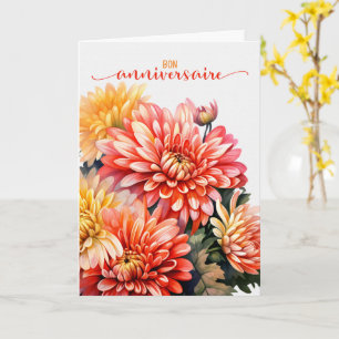 French Chrysanthemums for November Birthday Card