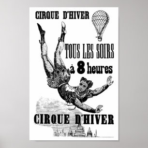 French Circus Acrobat poster Vintage Art