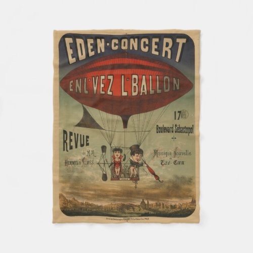 French Circus Poster Of Two Performers In Airship Fleece Blanket