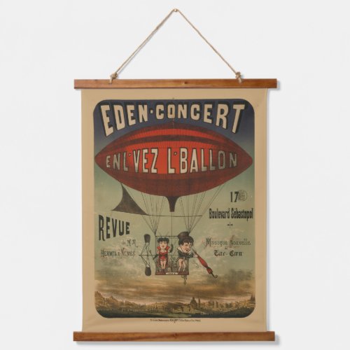 French Circus Poster Of Two Performers In Airship Hanging Tapestry