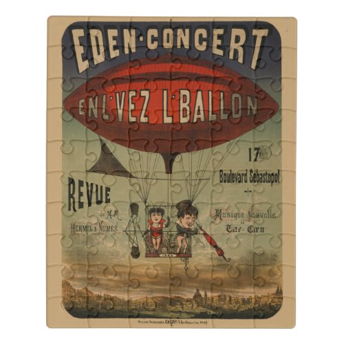 French Circus Poster Of Two Performers In Airship Jigsaw Puzzle