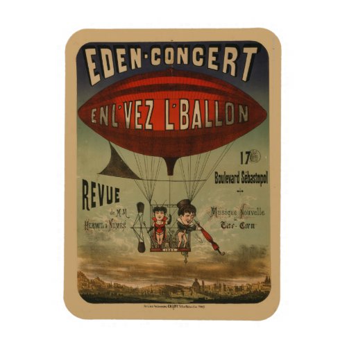 French Circus Poster Of Two Performers In Airship Magnet
