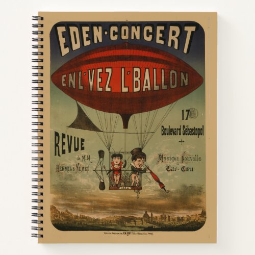 French Circus Poster Of Two Performers In Airship Notebook