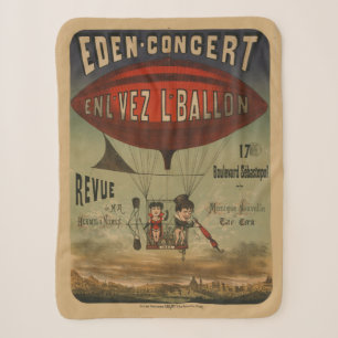 French Circus Poster Of Two Performers In Airship Sherpa Blanket