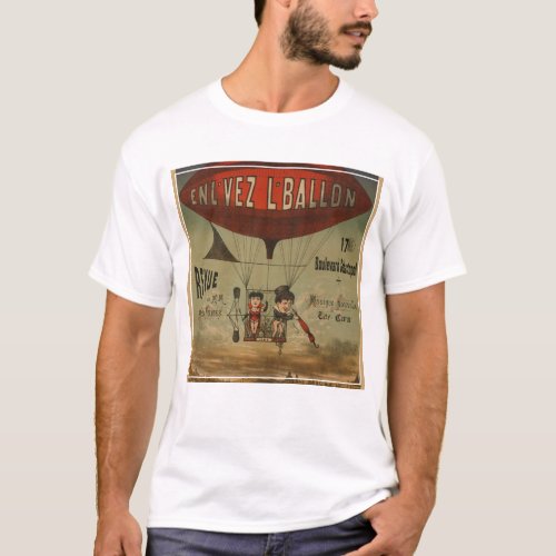 French Circus Poster Of Two Performers In Airship T_Shirt