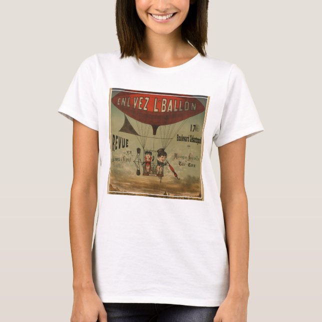 French Circus Poster Of Two Performers In Airship T-Shirt (Front)