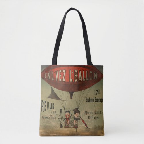 French Circus Poster Of Two Performers In Airship Tote Bag