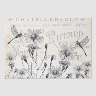 French City Names Wildflower Dragonfly Decoupage Tissue Paper