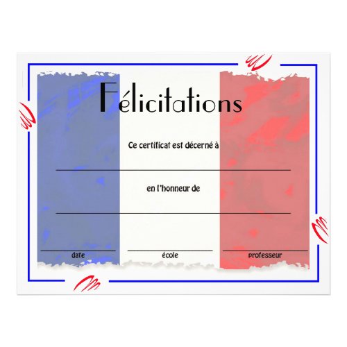 French Class Certificate of Acheivement Flyer