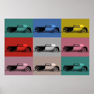 French classic car pop art poster